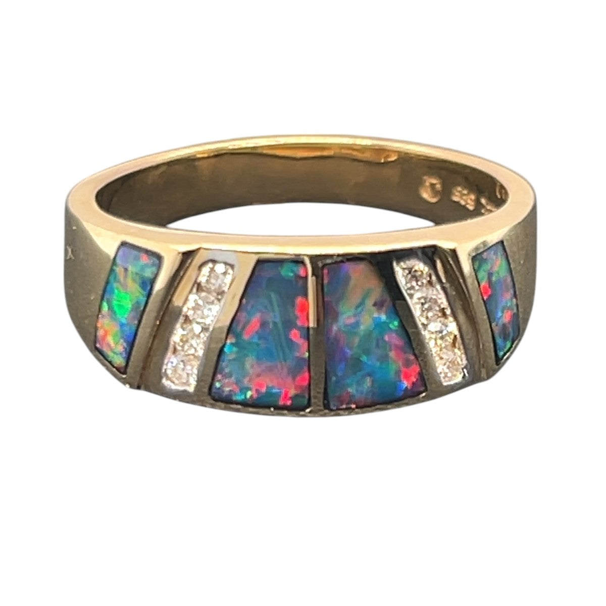 14ct Gold Solid Inlaid Opal Ring (sir201)