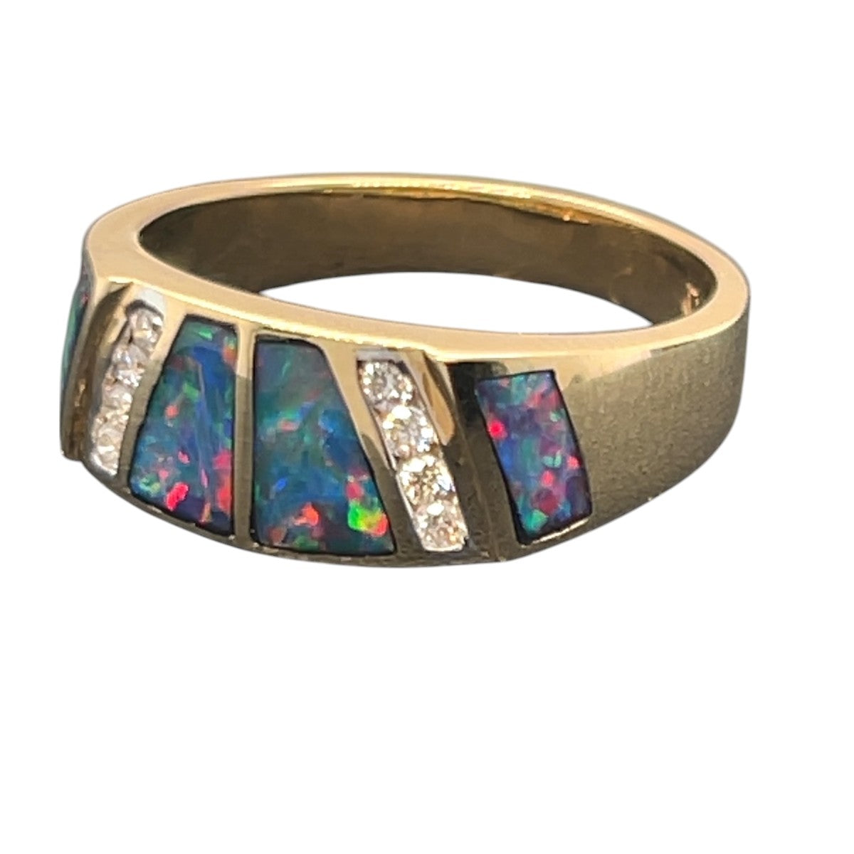 14ct Gold Solid Inlaid Opal Ring (sir201)