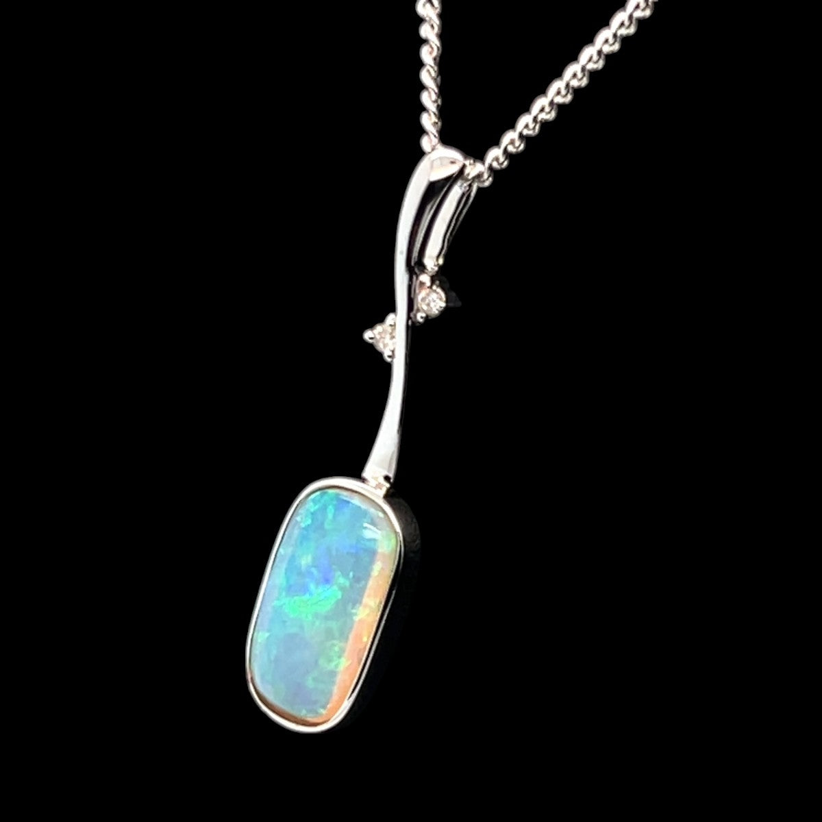 14ct White Gold Solid Opal Pendant (sp1129)