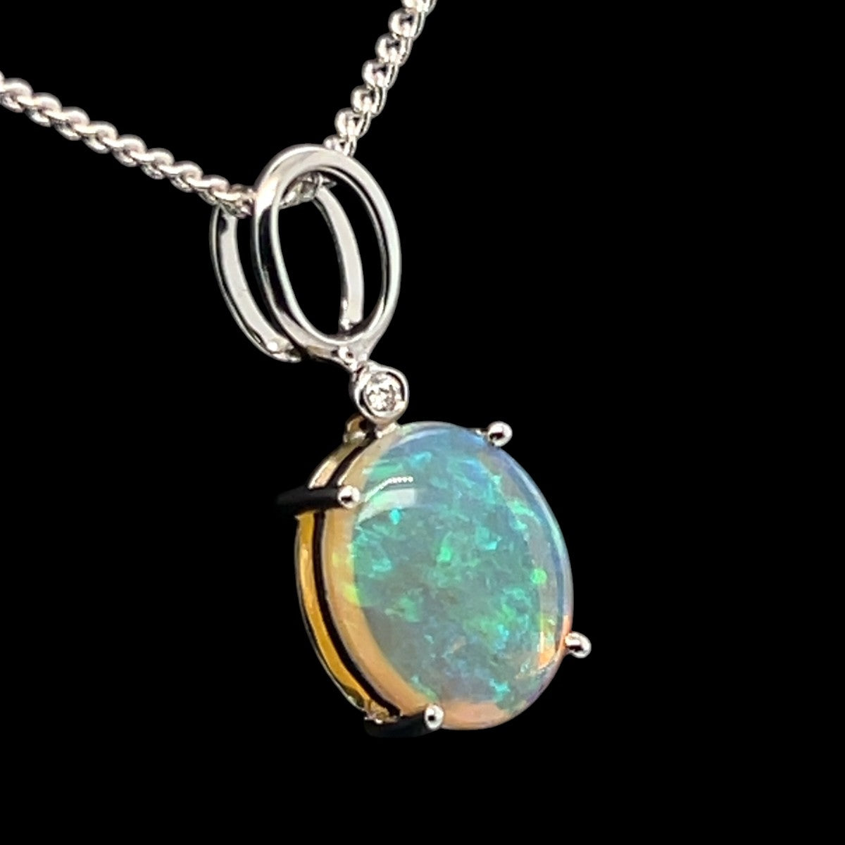 14ct White Gold Solid Opal Pendant (sp1124)