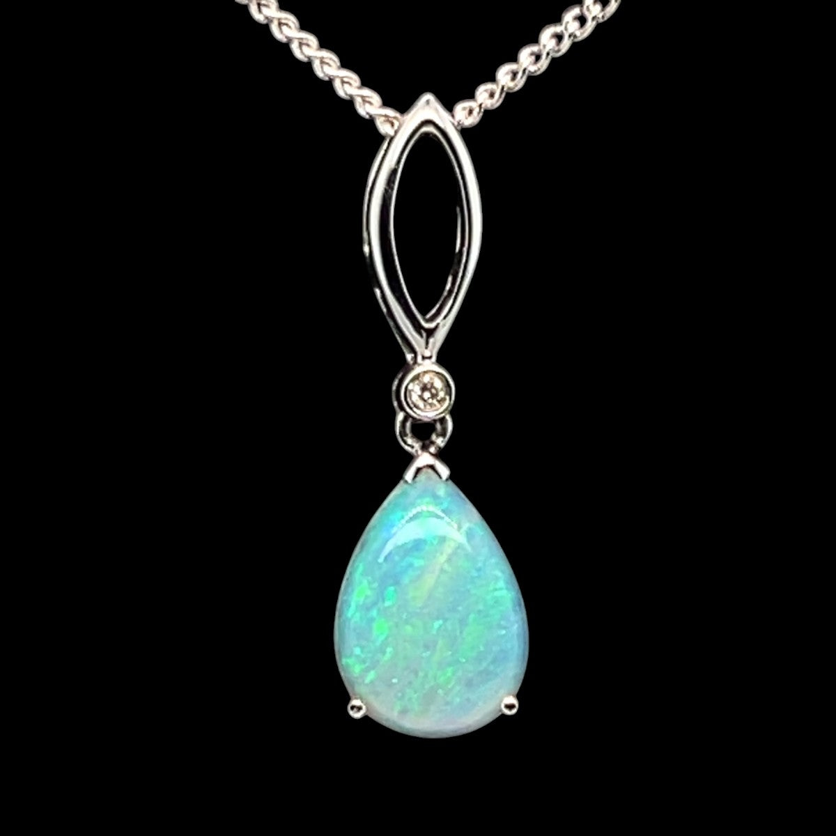 14ct White Gold Solid Opal Pendant (sp1128)