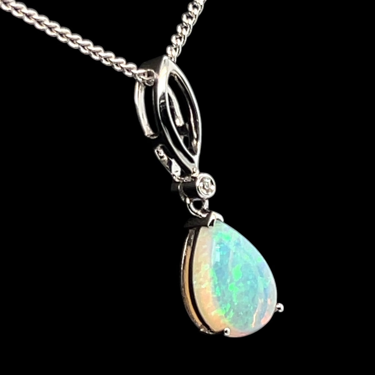 14ct White Gold Solid Opal Pendant (sp1128)