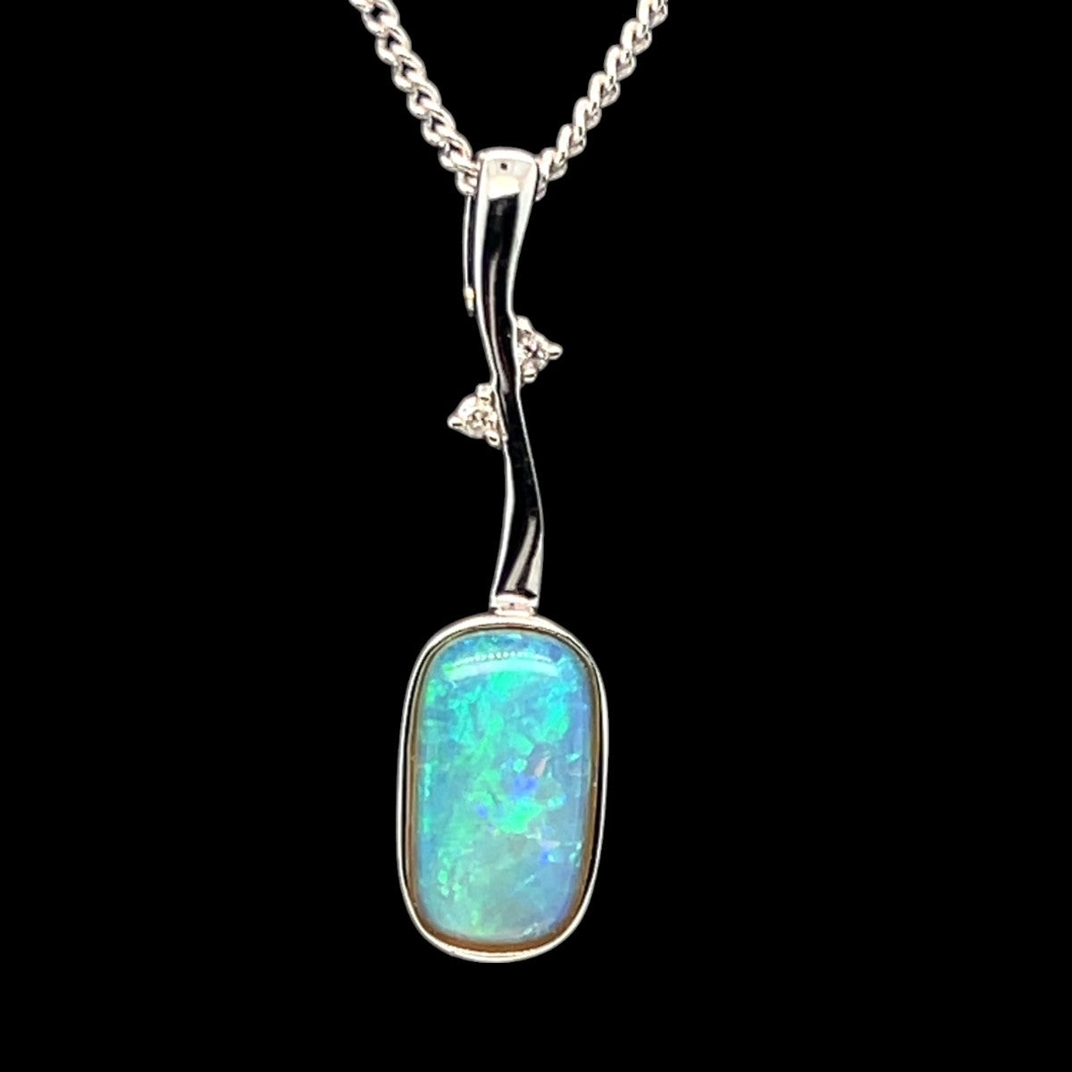 14ct White Gold Solid Opal Pendant (sp1129)