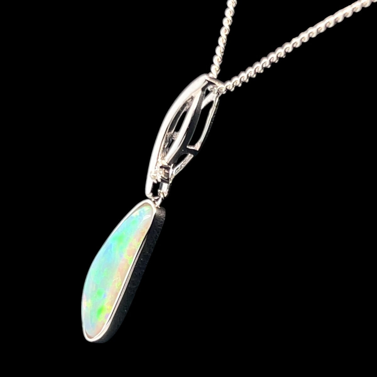 14ct White Gold Solid Opal Pendant (sp1134)