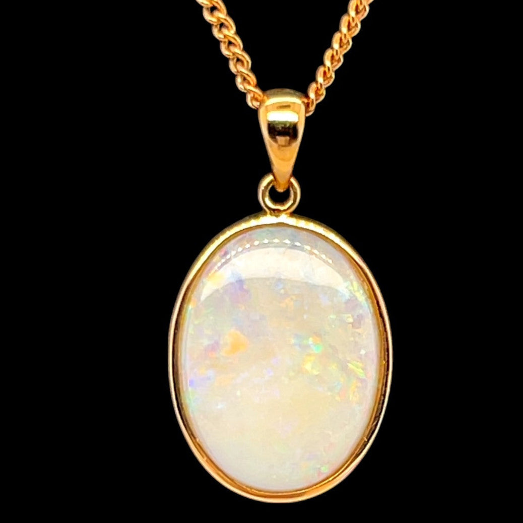 14ct Gold Solid Opal Pendant (sp1174)