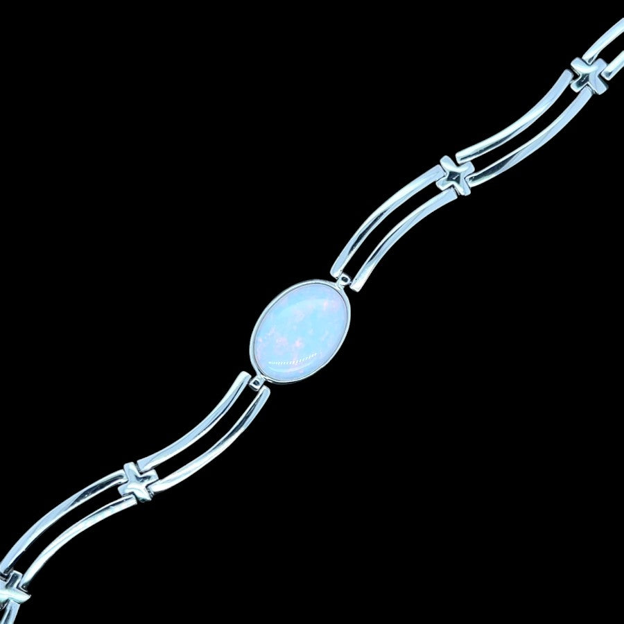 Sterling Silver Solid Opal Bracelet (sssbra1008)