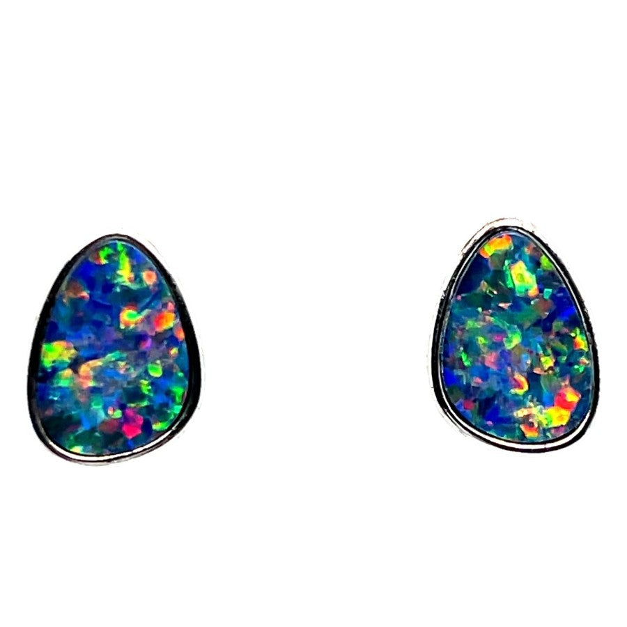 Sterling Silver Doublet Opal Earrings (ssde5314)