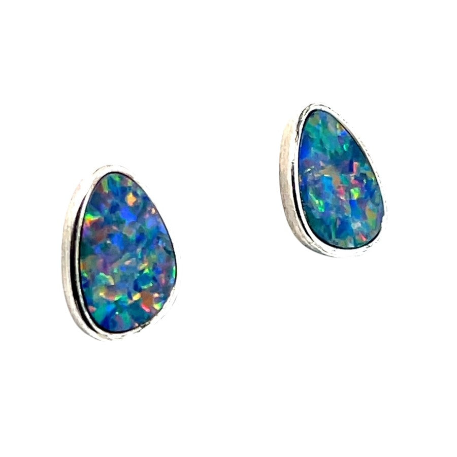 Sterling Silver Doublet Opal Earrings (ssde5314)