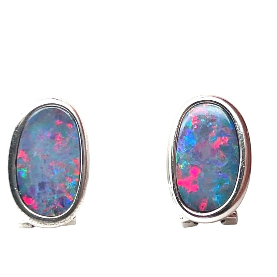 Sterling Silver Doublet Opal earrings (ssde963)