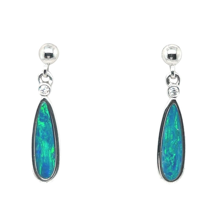 Sterling Silver Doublet Opal Earrings (ssde788)