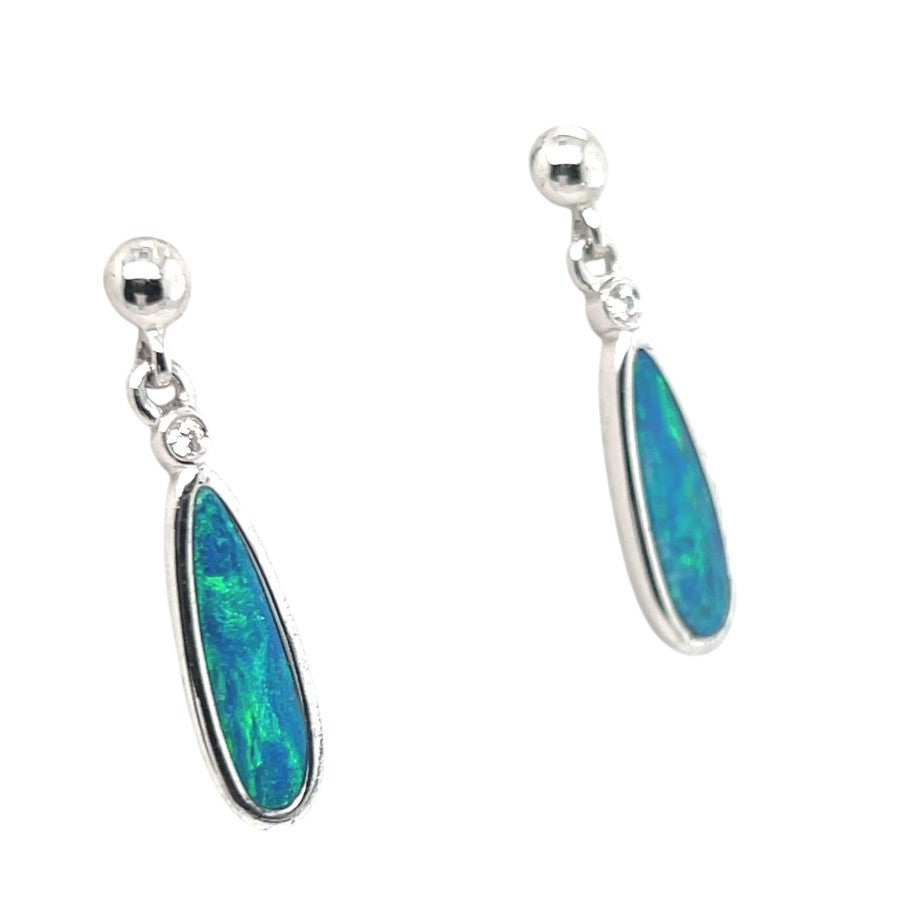 Sterling Silver Doublet Opal Earrings (ssde788)