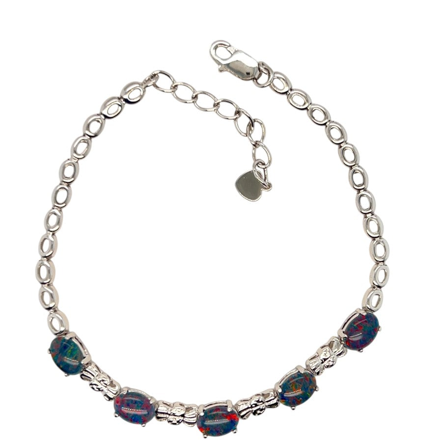 Sterling Silver Triplet Opal Bracelet (sstb7491)