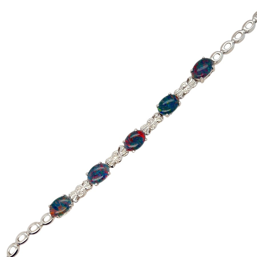 Sterling Silver Triplet Opal Bracelet (sstb7491)