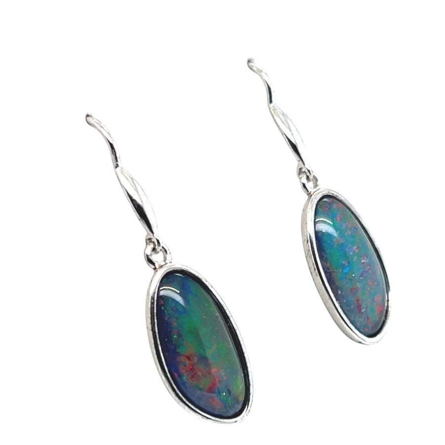 Sterling Silver Triplet Opal Earrings (sste5334)