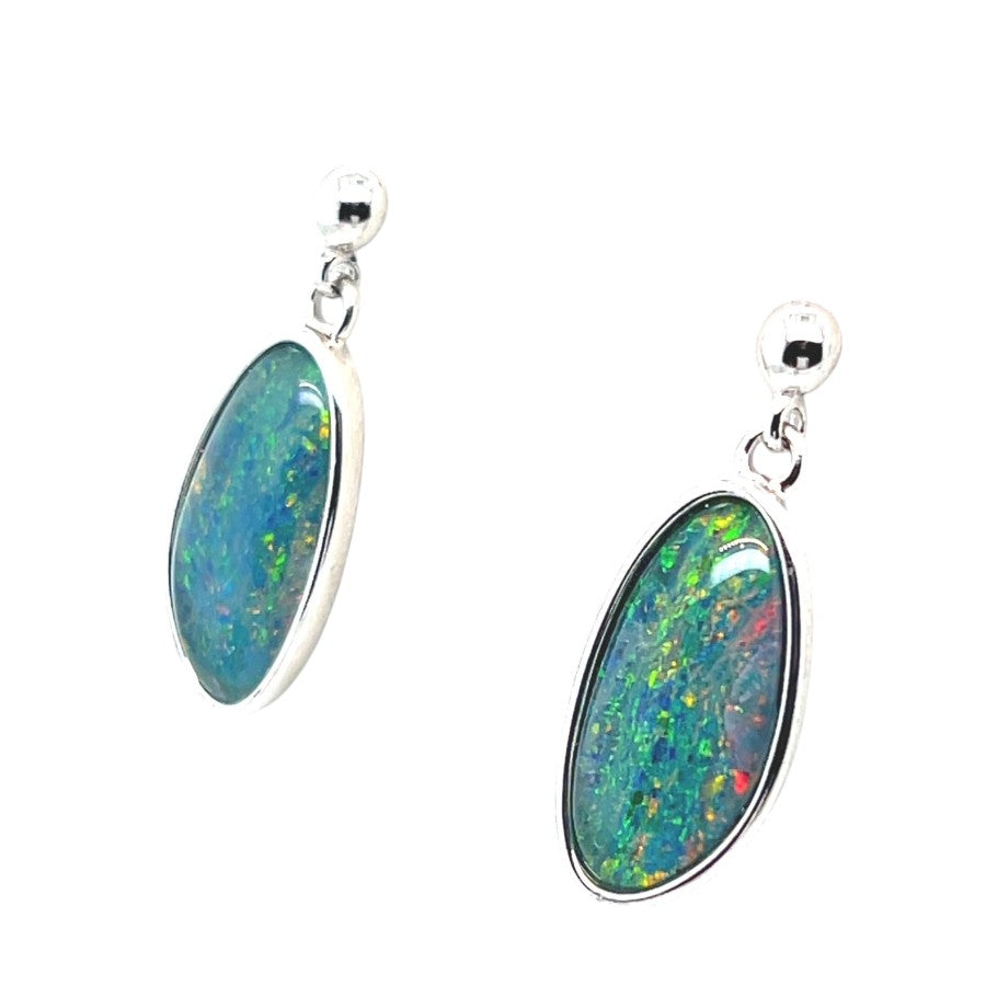 Sterling Silver Triplet Opal Earrings (sste5326)