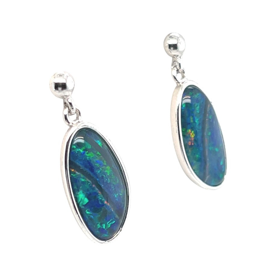 Sterling Silver Triplet Opal earrings (sste5328)