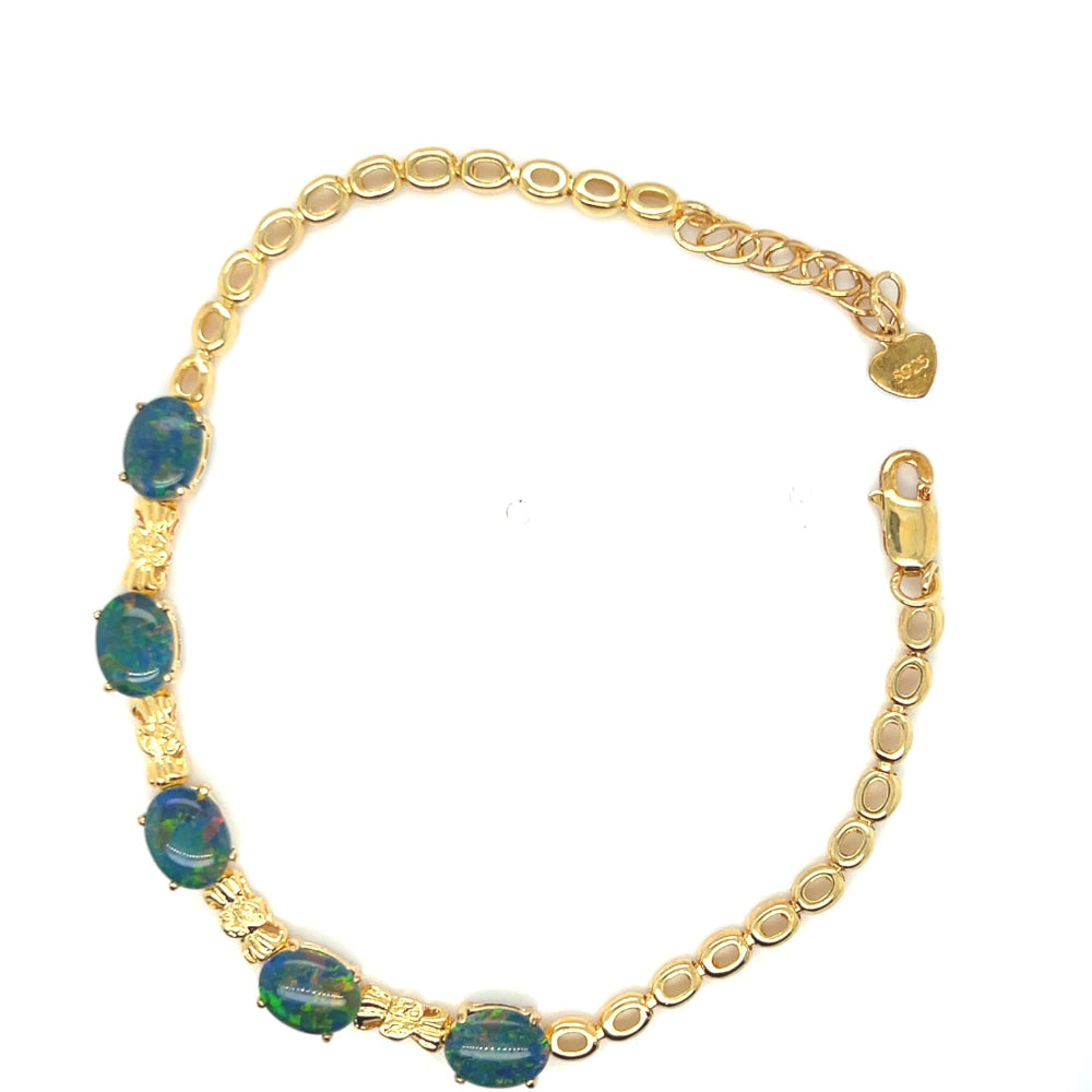 Gold plated triplet Opal Bracelet (GPTBRA8005)