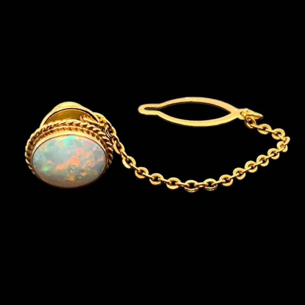 18ct Gold Solid Opal Tie tack (tie137)