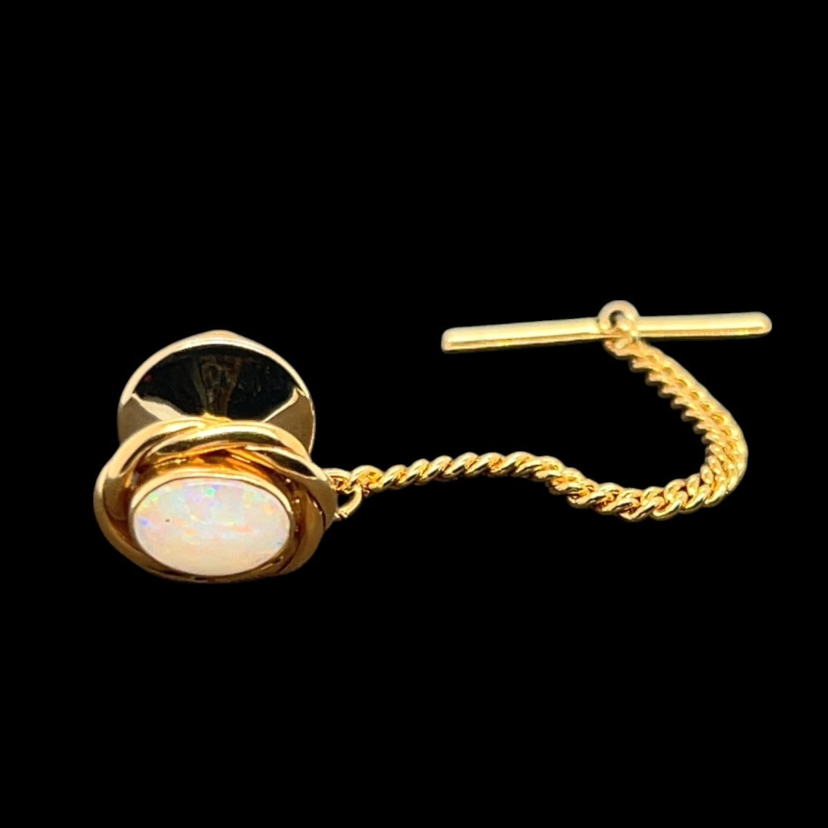 18ct Gold Solid Opal Tie Tack (tie138)