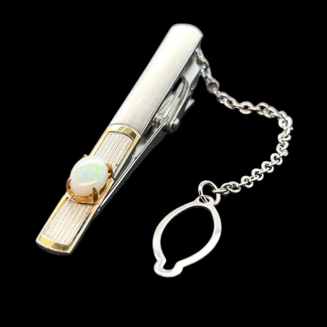 Sterling silver solid opal Tie bar (tie136)