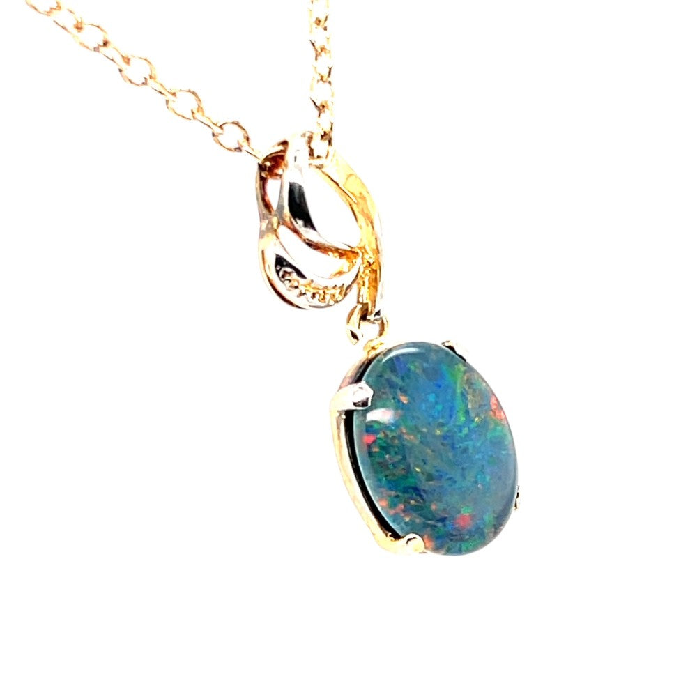 Gold plated triplet opal pendant 11mmx9mm (gptp6330)