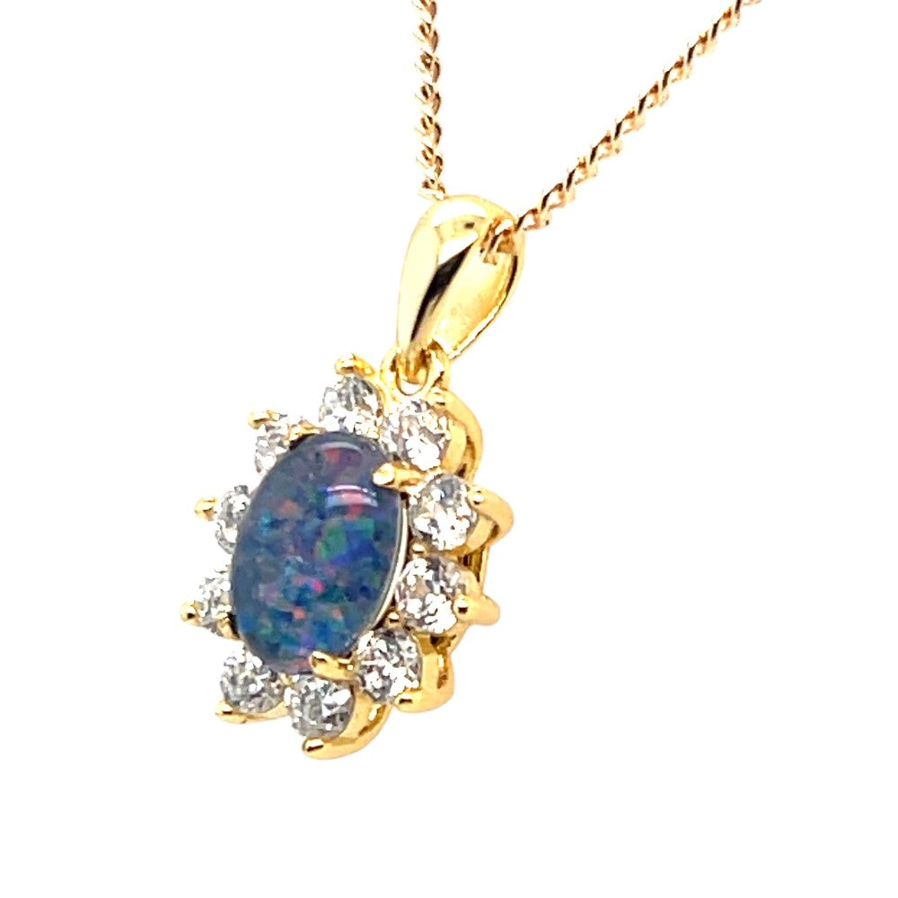 Gold plated sterling silver triplet opal pendant (gptp8142)