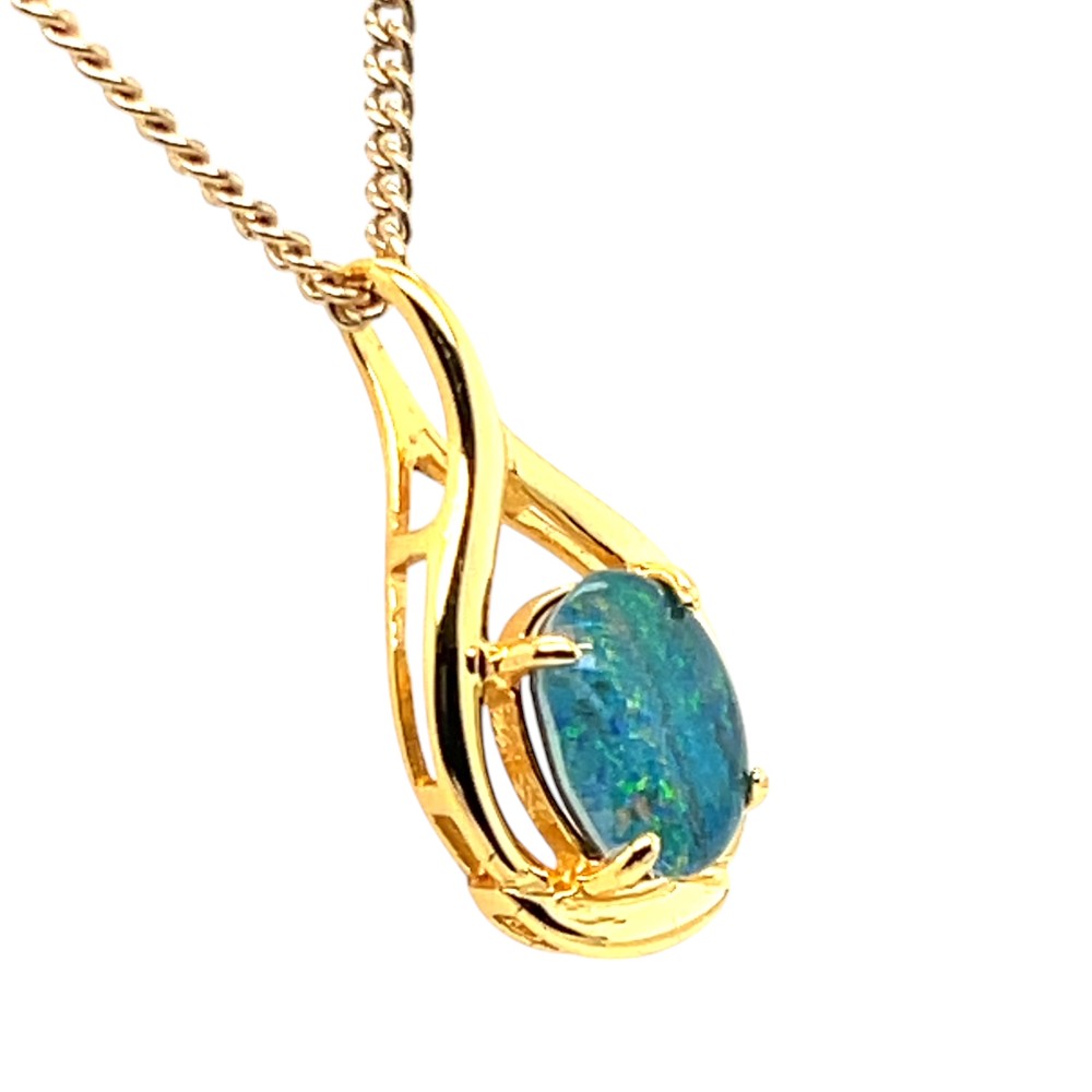 Gold Plated Sterling Silver Triplet Opal Pendant (gptp8155)