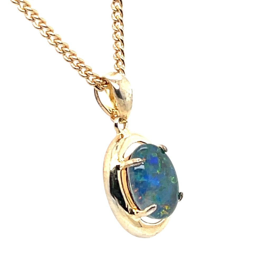 gold plated triplet opal pendant (gptp8141)