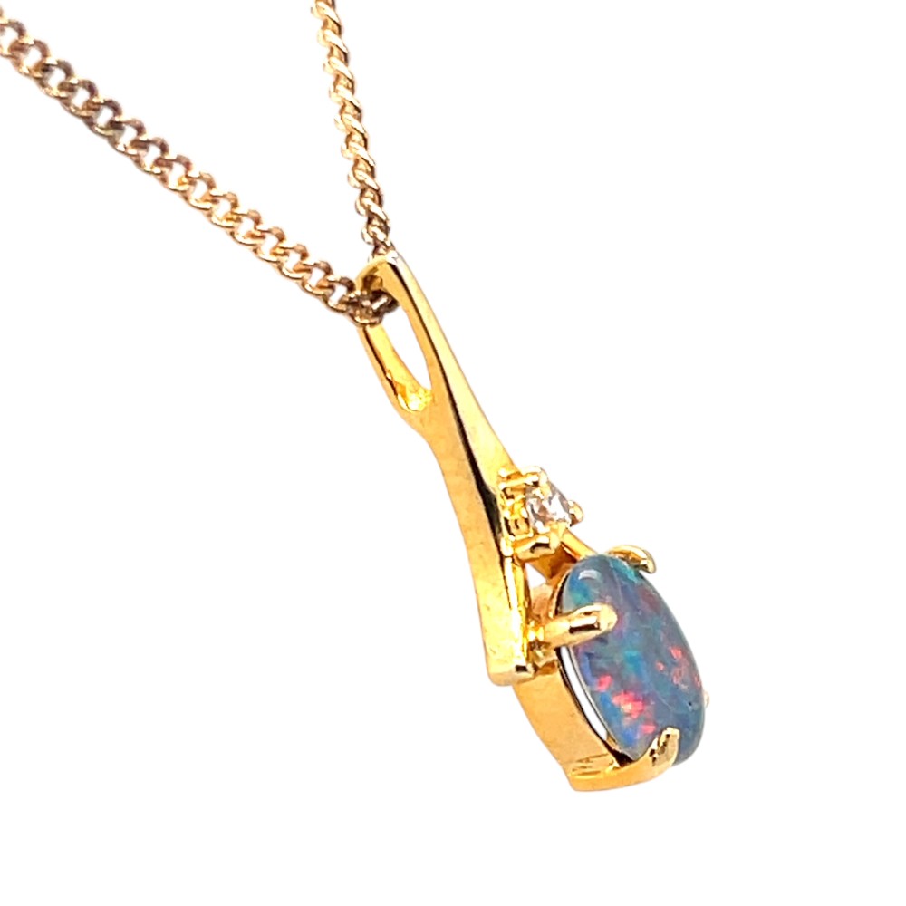 Gold plated sterling silver triplet opal pendant (gptp6334)