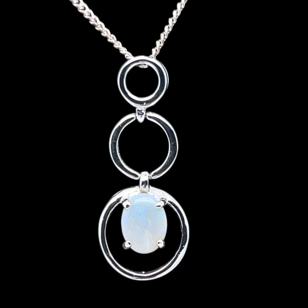 Sterling Silver Solid Opal 3 Circles Pendant (ssp706)