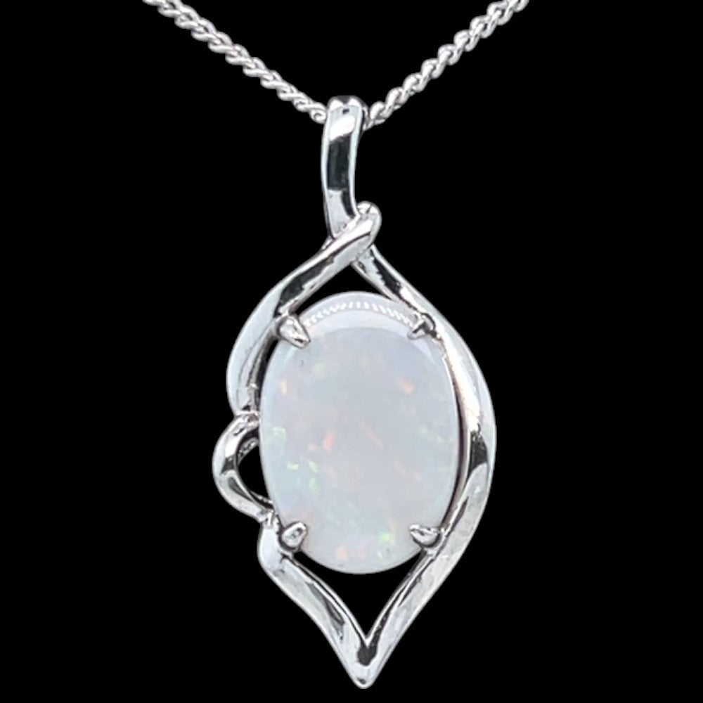 Sterling Silver twisted white opal Pendant (ssp1231)
