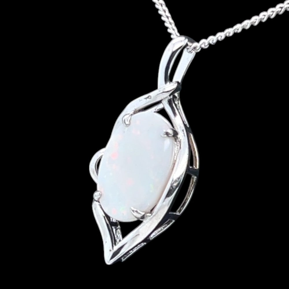 Sterling Silver twisted white opal Pendant (ssp1231)