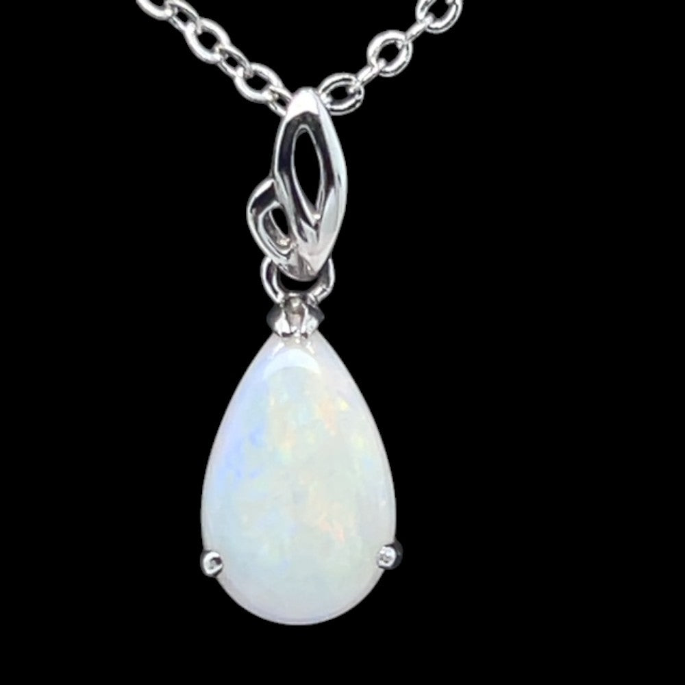 Sterling silver tear drop shaped solid opal pendant (ssp6311)
