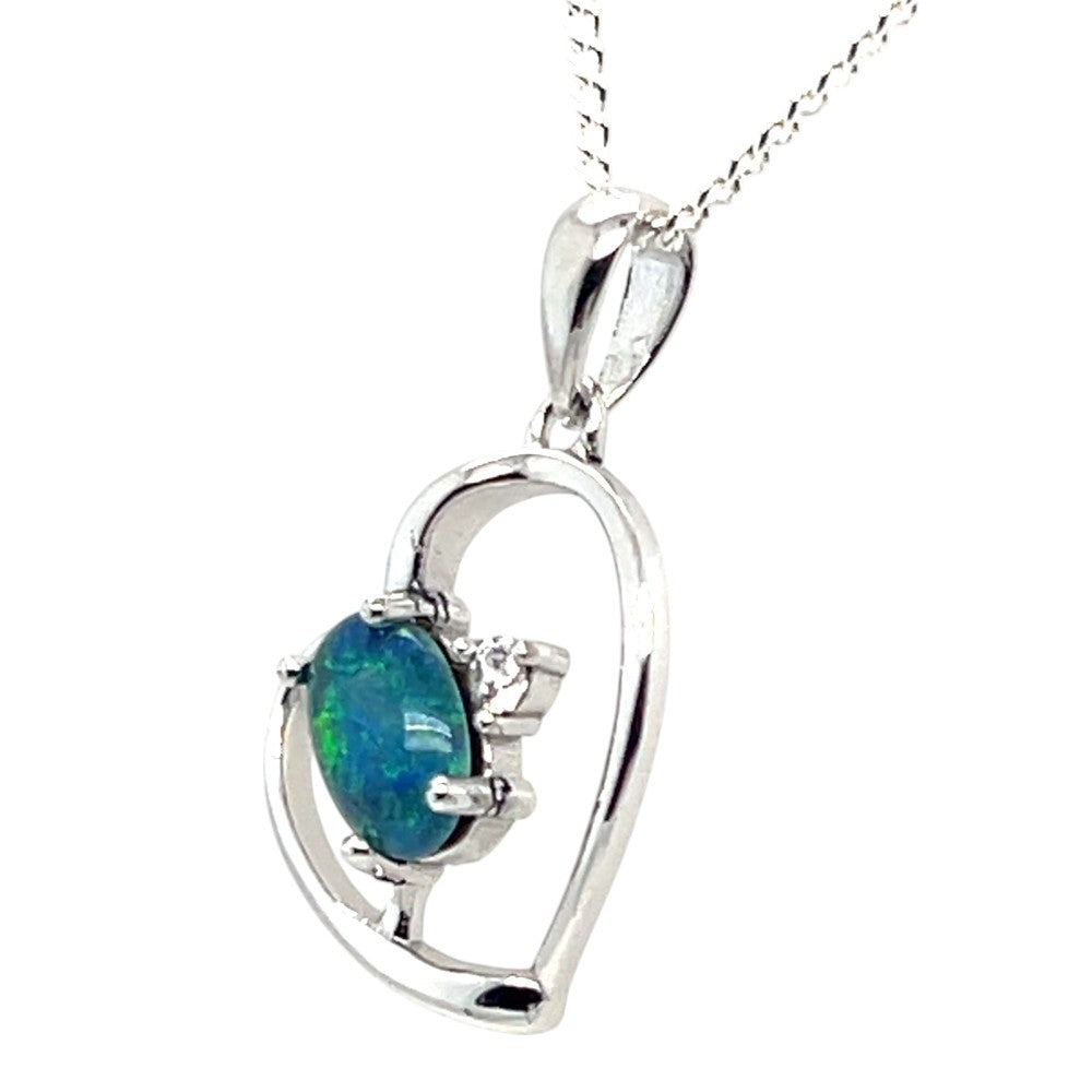 Sterling Silver Triplet Opal Heart Pendant (sstp2001)