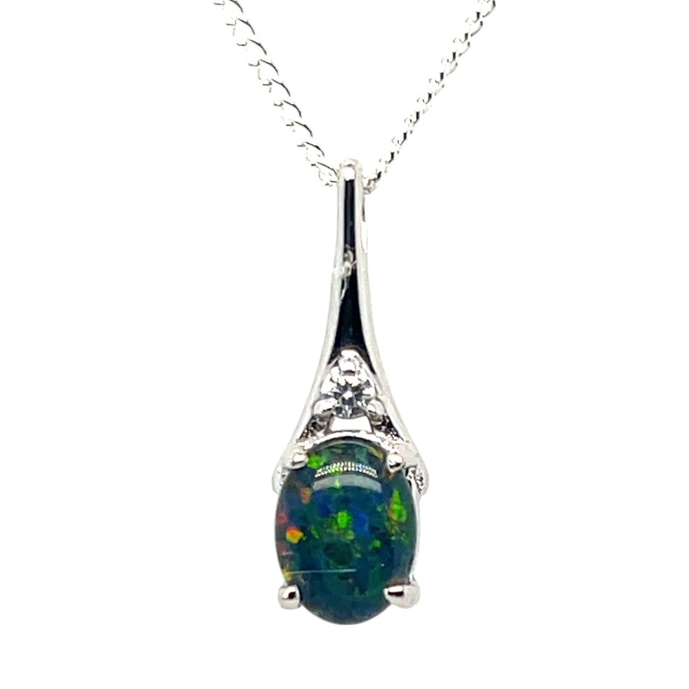 STERLING SILVER CLAW SET TRIPLET OPAL  PENDANT (sstp15)