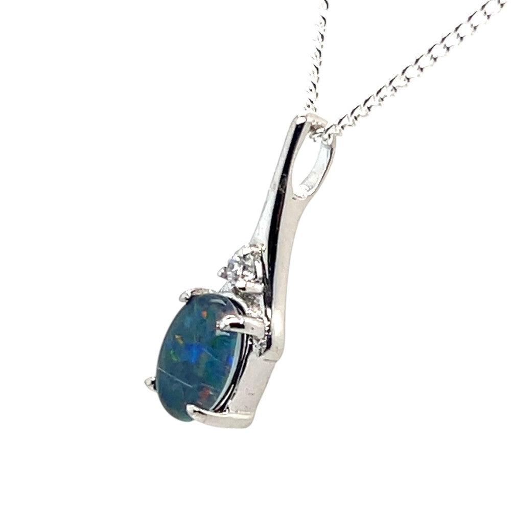 STERLING SILVER CLAW SET TRIPLET OPAL  PENDANT (sstp15)