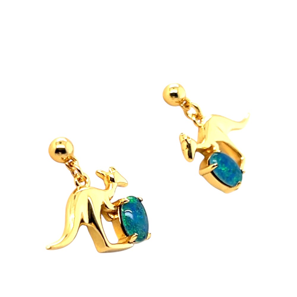 Triplet Opal Earrings set in Gold plated Sterling Silver (gpte2039)