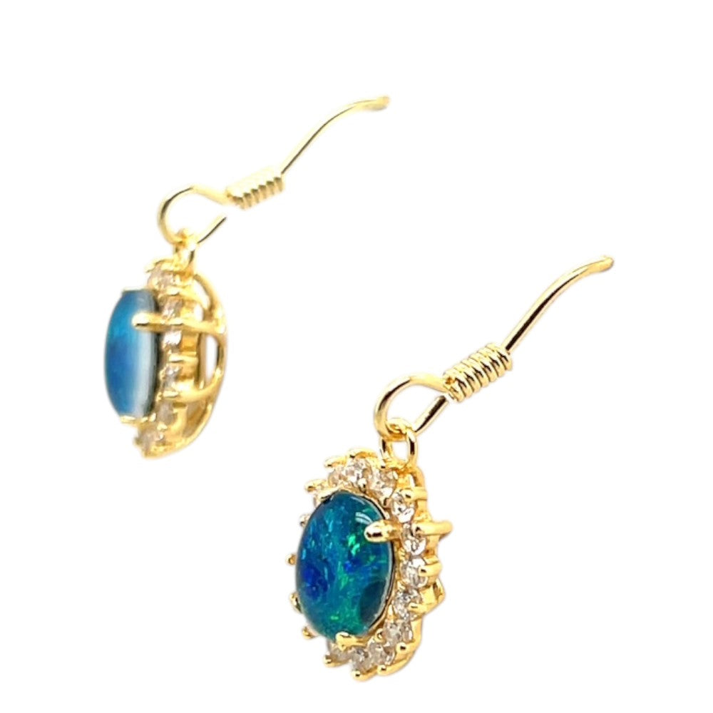 Gold Plated Triplet Opal Earrings (gpte712)