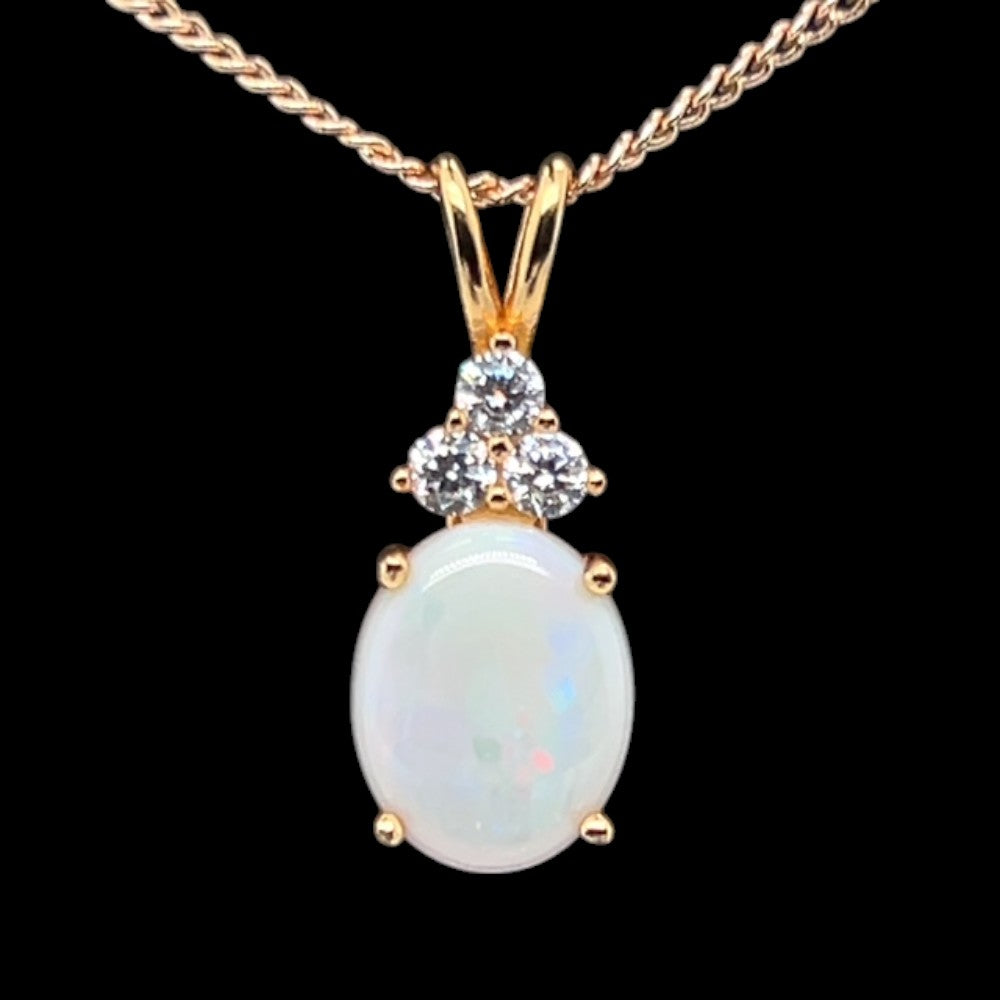 Gold Plated Sterling Silver Solid White Opal Pendant (gpsp8499)