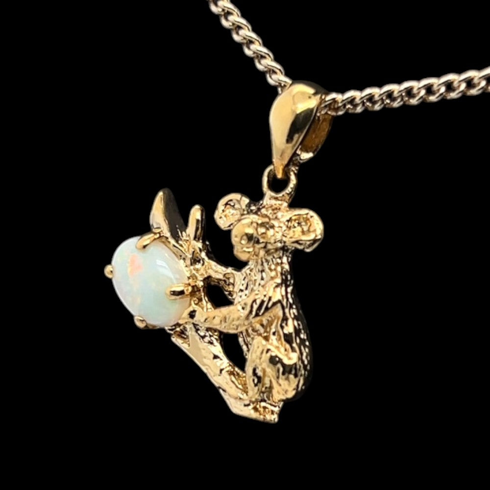 Gold Plated Solid Opal Koala Pendant (koala10)