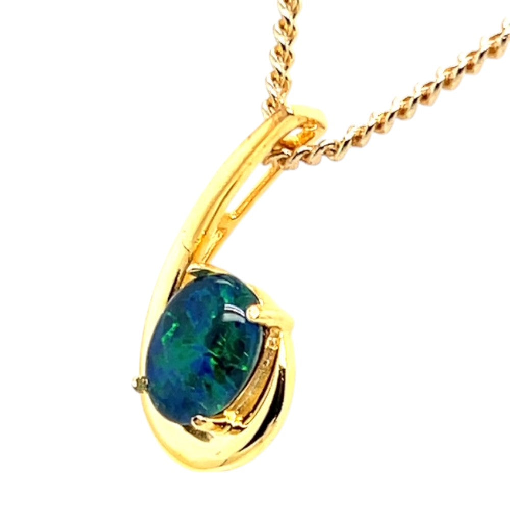 Yellow Gold Plated Sterling Silver Claw Set Triplet Opal Pendant