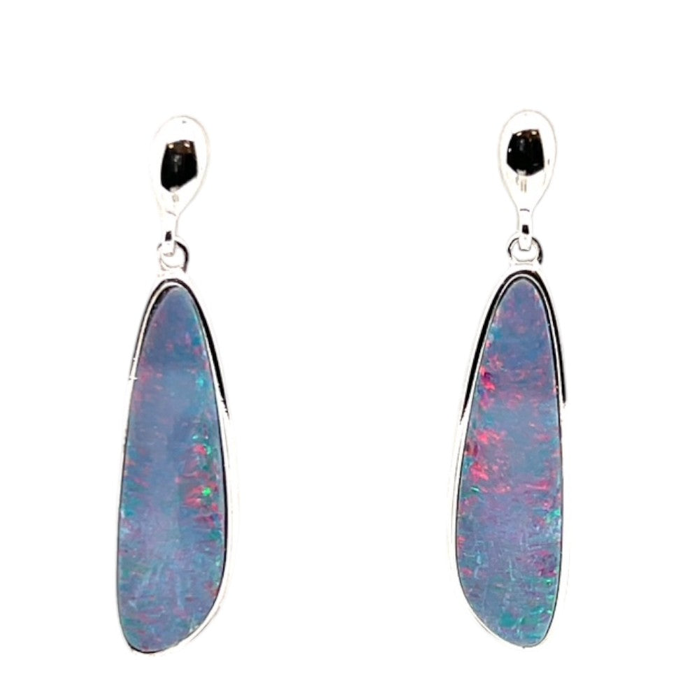 Sterling Silver Doublet Opal Earrings (ssde777)