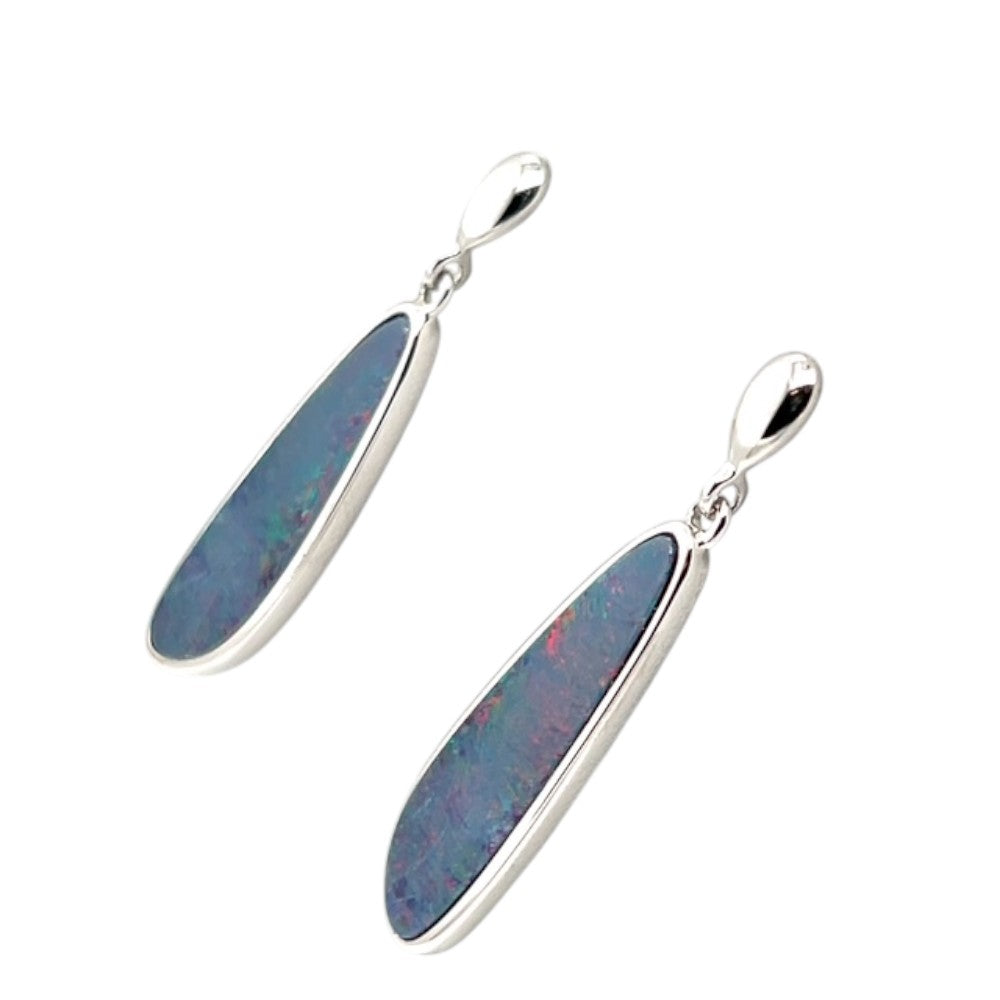 Sterling Silver Doublet Opal Earrings (ssde777)