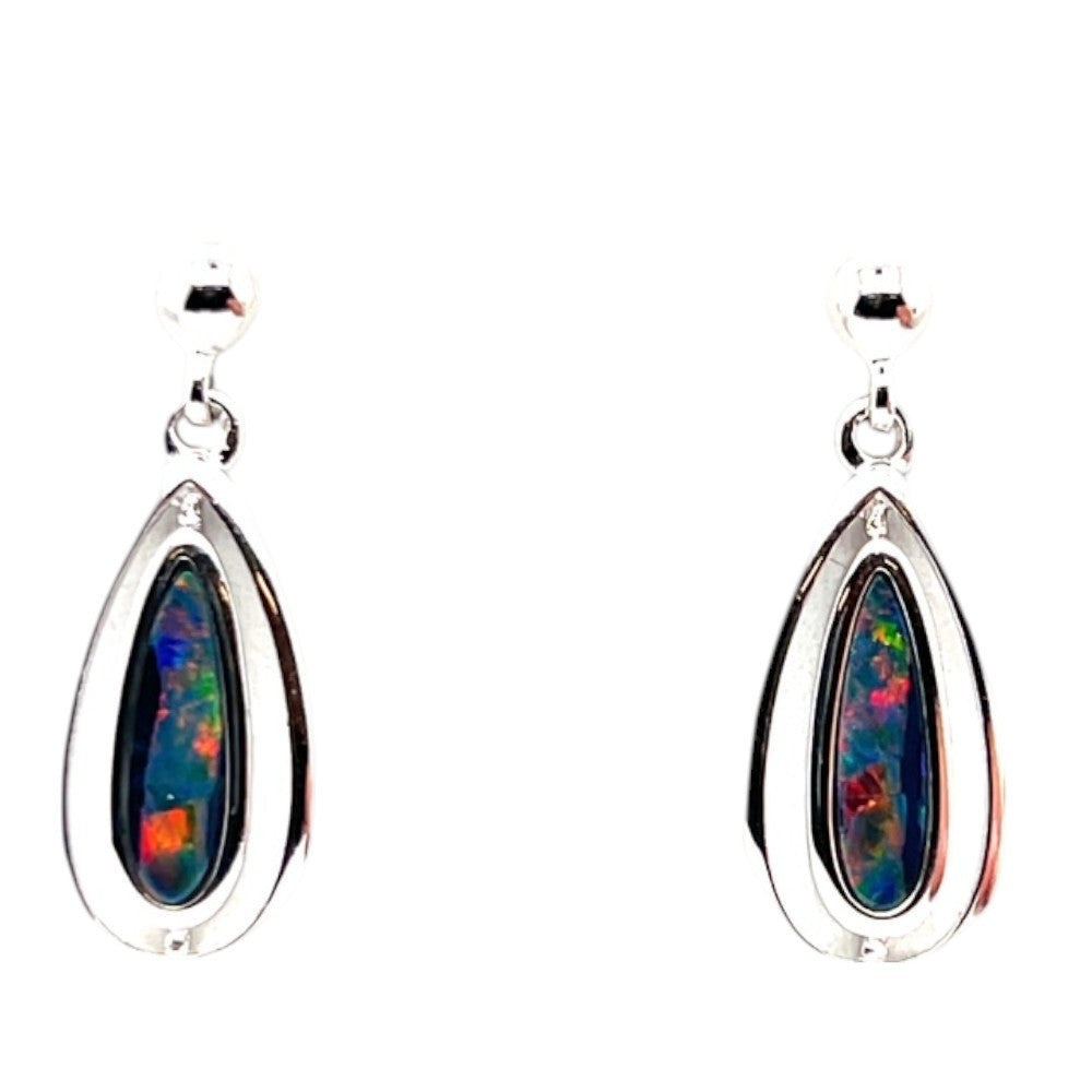 Sterling Silver Doublet Opal Earrings (ssde769)