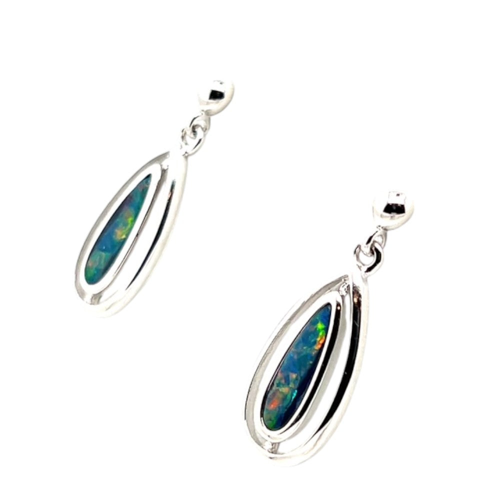 Sterling Silver Doublet Opal Earrings (ssde769)