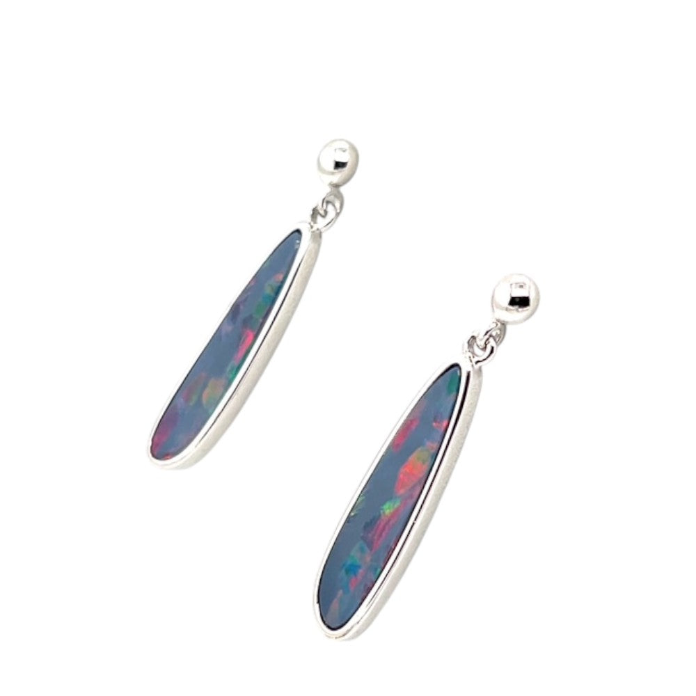 Sterling Silver Doublet Opal Earrings (ssde768)