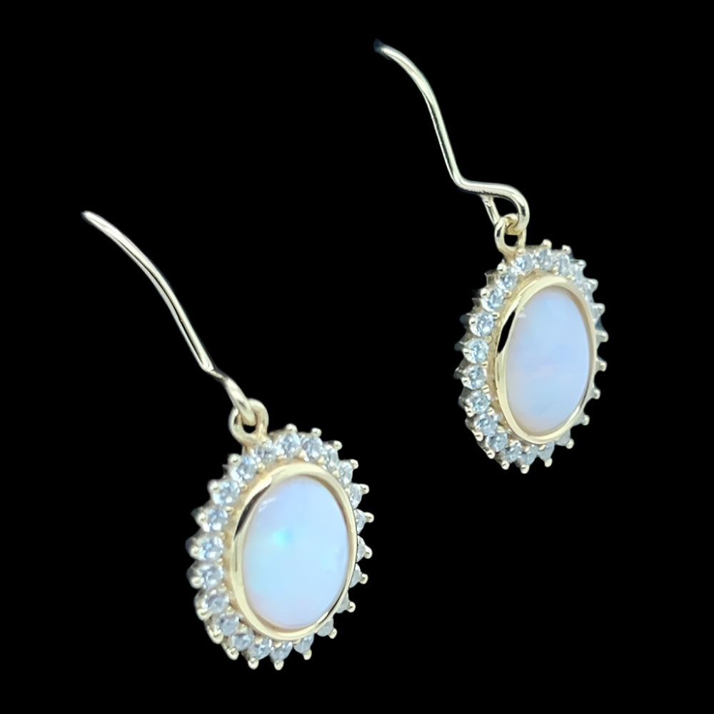 Gold Plated Solid Opal Earrings (gpse333)