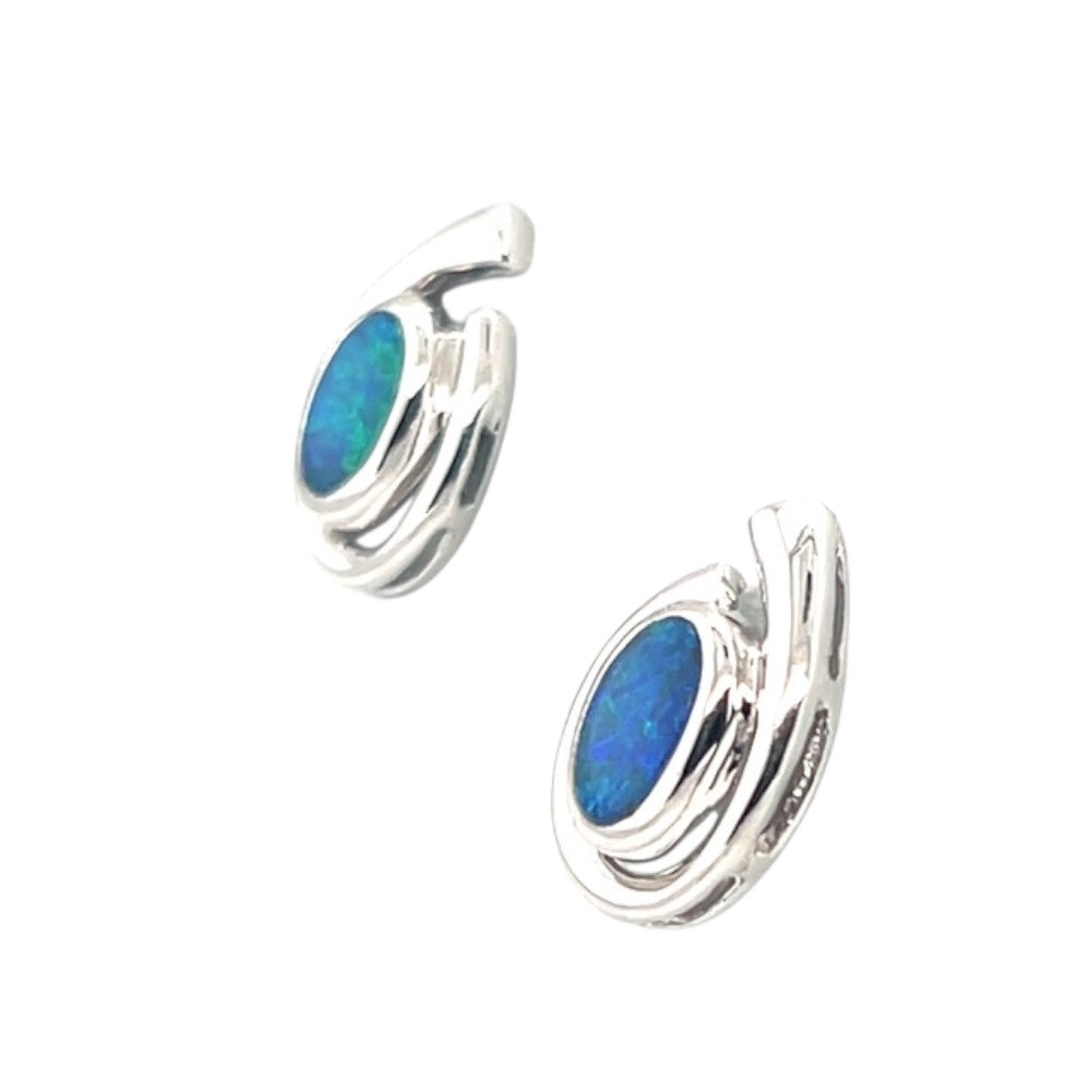 Sterling Silver Doublet Opal Earrings (ssde199)