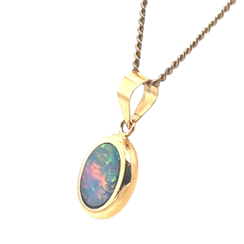 14ct Gold Doublet Opal Pendant (dop914)