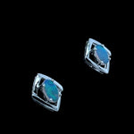 14ct White Gold Solid Opal Earrings (se813)